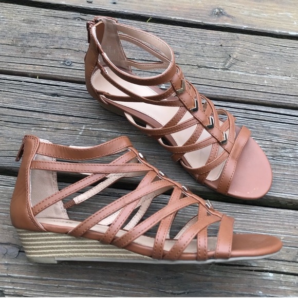 Apt. 9 Shoes - Cognac Gladiator Wedge Sandals